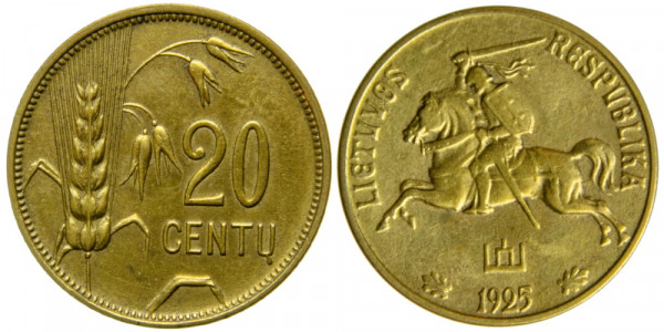 Литва, 20 центов 1925 год, UNC