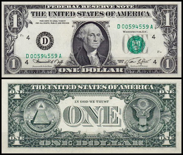 США 1 доллар 1974 (UNC Pick 455) Federal Reserve Note
