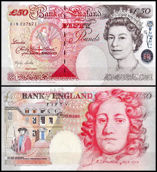 Англия 50 фунтов 1999-2003 (UNC Pick 388b) 