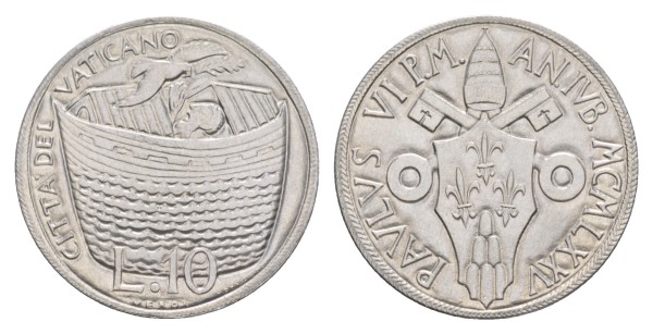 Ватикан, 10 лир 1975 год