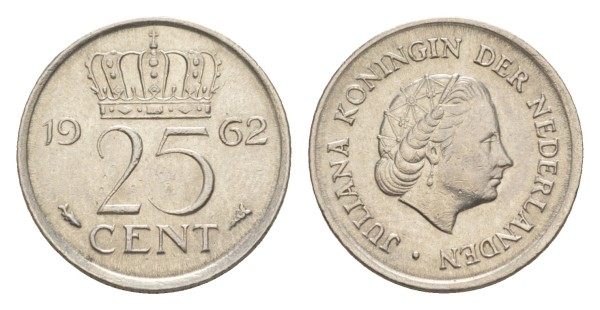 Нидерланды 25 центов 1962 год
