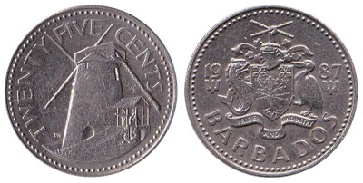 Барбадос, 25 центов 1987 год