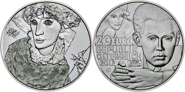 Австрия, 20 евро 2012 год, Эгон Шиле, ПРУФ