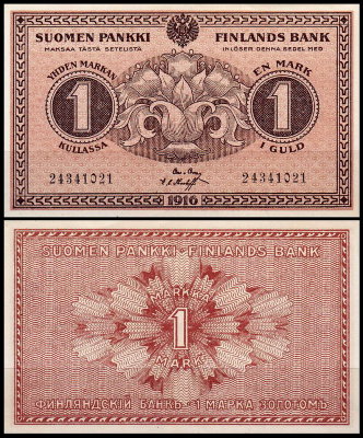 Финляндия 1 марка 1916 (UNC Pick 19)