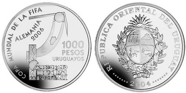 Уругвай, 1000 песо 2004 год, ЧМ по футболу в Германии, ПРУФ