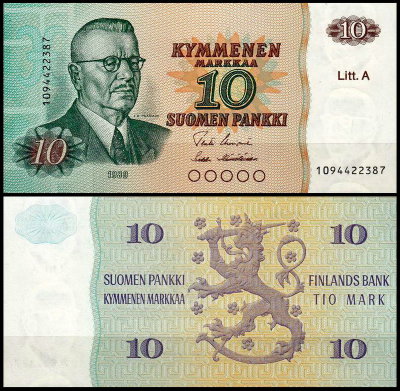 Финляндия 10 марок 1980 (UNC Pick 112)