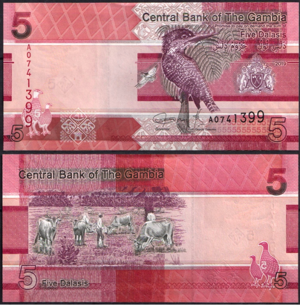 Гамбия 5 даласи 2019 (UNC Pick 37)