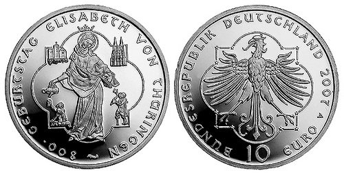 Германия, 10 евро 2007 A (PROOF) 800-летие Святой Елизаветы Тюрингской