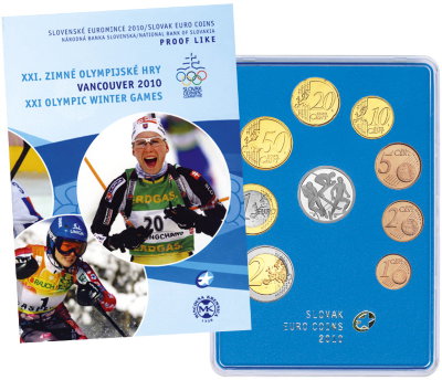 Словакия, Набор монет 2010 года (буклет) ПРУФ