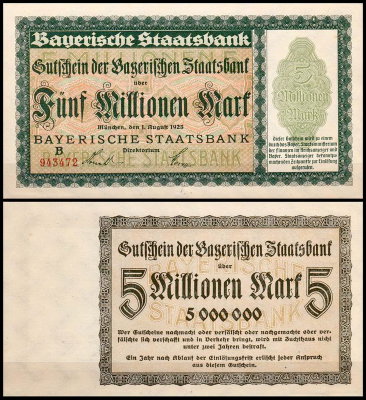 Бавария 5.000.000 марок 1923 (UNC Ro BAY220)