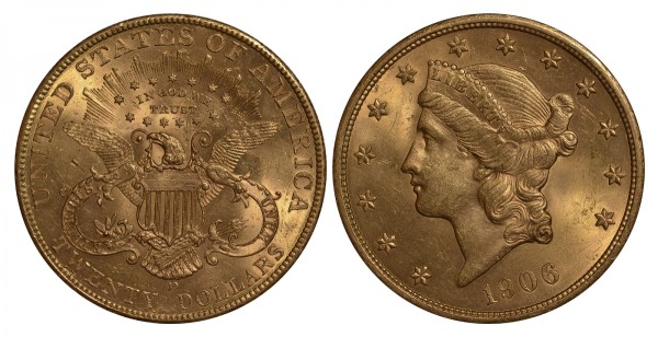 США 20 долларов 1906 D год
