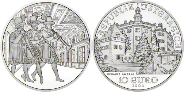 Австрия, 10 евро 2002 год, Замок Амбрас