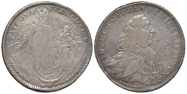 Вюрцбург 1 талер 1764 MP, G.F. LOOS F., Адам Фридрих фон Зайнсхайм (1755-1779)