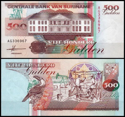 Суринам 500 гульденов 1991 (UNC Pick 140)