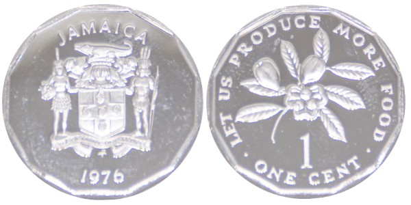 Ямайка, 1 цент 1976 год