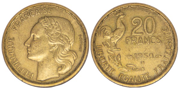 Франция, 20 франков 1950 год