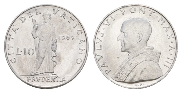 Ватикан, 10 лир 1965 год