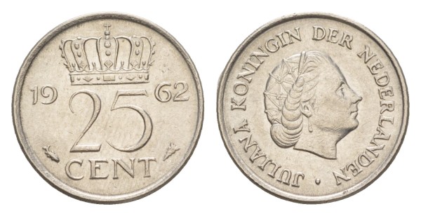 Нидерланды 25 центов 1962 год