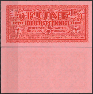 Германия 5 пфеннигов 1942 UNC P.M33 Для вермахта