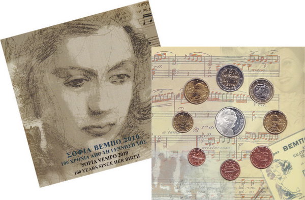 Греция, Набор монет 2010 года (буклет) Выпуск I
