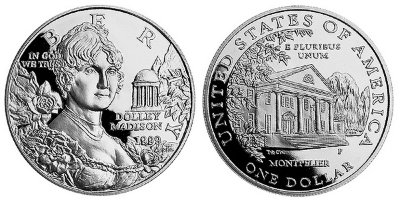 США, 1 доллар 1999 год, Долли Мэдисон, ПРУФ