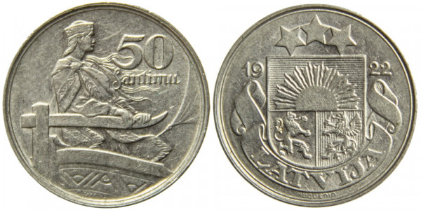 Латвия, 50 сантим 1922 год, UNC-
