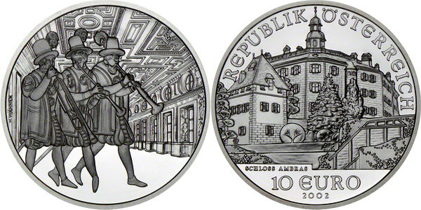 Австрия, 10 евро 2002 год, Замок Амбрас, ПРУФ