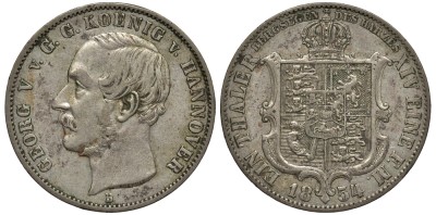 ГАННОВЕР 1 ТАЛЕР 1854 ГЕОРГ V (1851-1866)