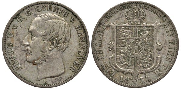 ГАННОВЕР 1 ТАЛЕР 1854 ГЕОРГ V (1851-1866)