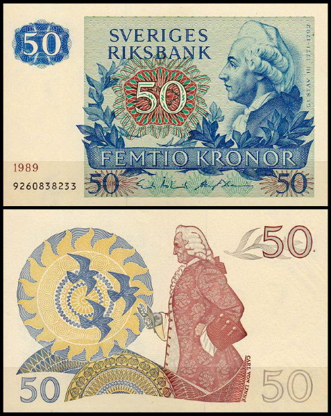 Швеция 50 крон 1989 (UNC Pick 53d)