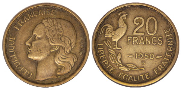 Франция, 20 франков 1950 год