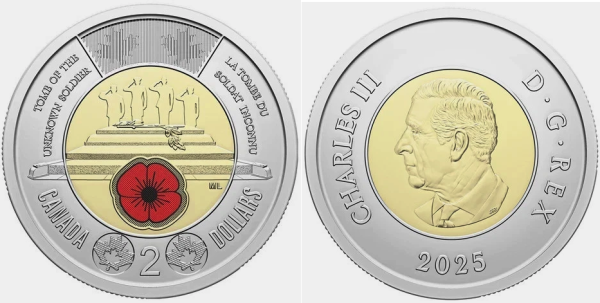 Канада 2 доллара 2025 год - Чествование неизвестного солдата