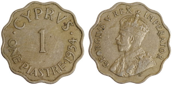 Кипр, 1 пиастр 1934 год, XF