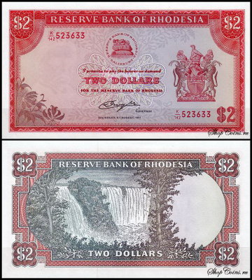 Родезия 2 долларa 1977 (UNC Pick 35c)
