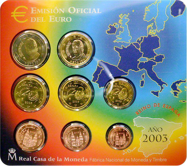 Испания, Набор монет 2003 года (блистер)