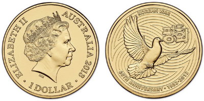 Австралия, 1 доллар 2013 (UNC, бронза) 60-летие окончания войны в Корее