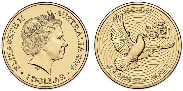 Австралия, 1 доллар 2013 (UNC, бронза) 60-летие окончания войны в Корее