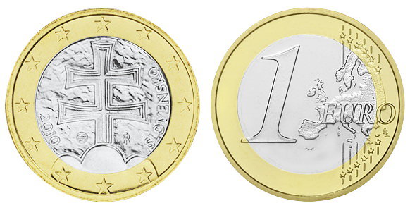 Словакия, 1 евро 2010 (UNC, биметалл)