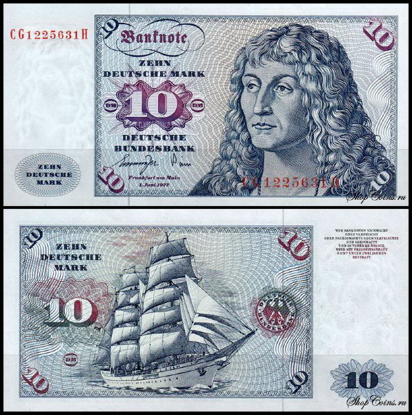 ФРГ 10 марок 1977 (UNC Pick 31b)