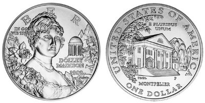 США, 1 доллар 1999 год, Долли Мэдисон