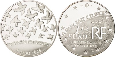 Франция, 1 1/2 евро 2005 год - 60 лет окончания Второй Мировой Войны