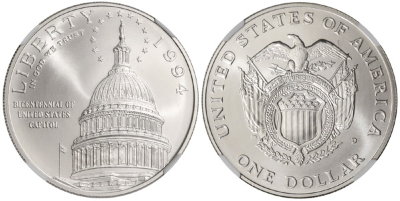США, 1 доллар 1994 год, 100 лет Капитолию США