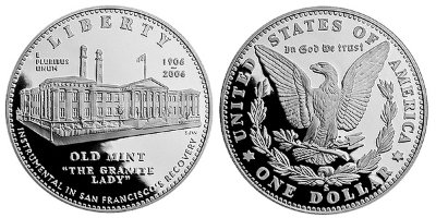США, 1 доллар 2006 год, 100 лет монетному двору в Сан-Франциско, ПРУФ