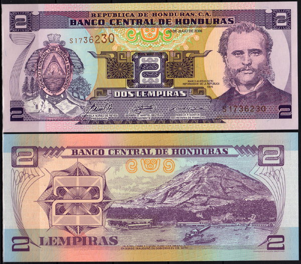 Гондурас 2 лемпиры 1998-2008 (UNC Pick 80A)