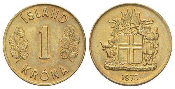 Исландия, 1 крона 1975 год