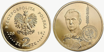  Польша  2 злотых 2014 - Ян Карский