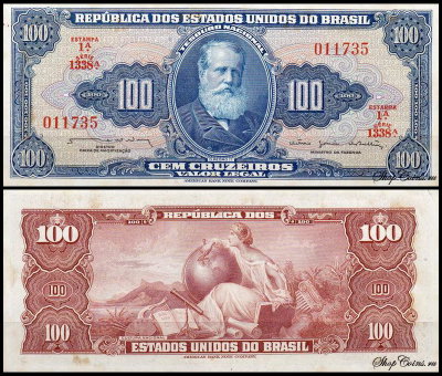 Бразилия 100 крузейро 1961-1964 (UNC Pick 170b) Подпись 13