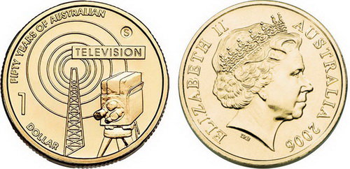 Австралия, 1 доллар 2006 год, 50 лет телевидению Австралии