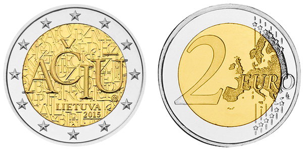 Литва, 2 евро 2015 год, Литовский язык