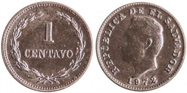 Сальвадор, 1 сентаво 1972 год, UNC